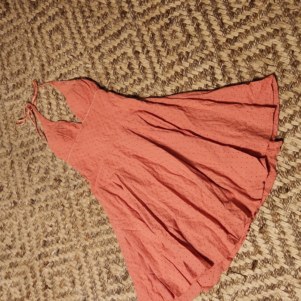Coral eyelet halter dress